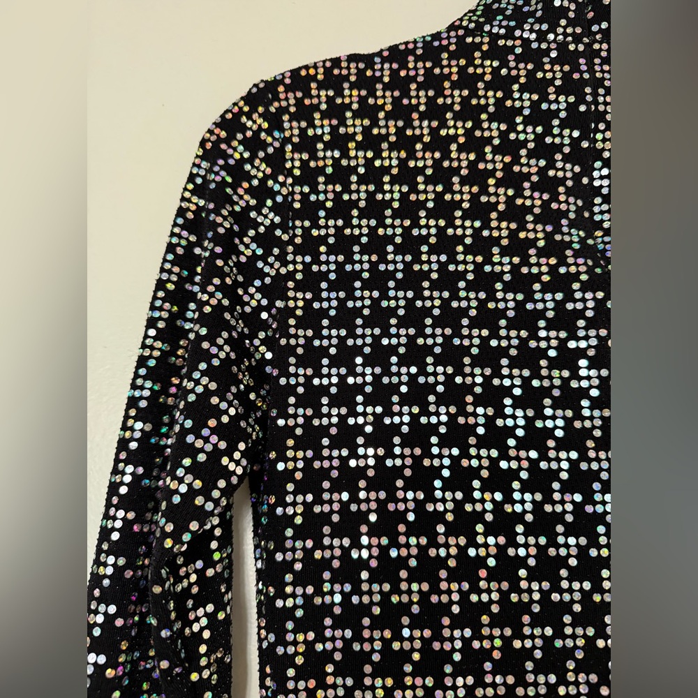 L'AGENCE Cher Black Sparkle Turtleneck Mini Dress, pre-owned, size XS/T - Picture 5 of 8